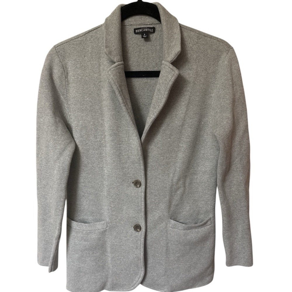 J. Crew Mercantile Cotton Sweater Jacket in Light Gray Academia Preppy Small